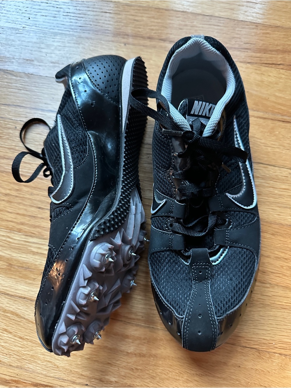 Unisex Nike Zoom Rival MD 5 Track Field Spikes Black Silver 7.5